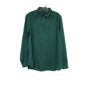 J.Crew Boy Fit Green Gingham Plaid Button Up Tunic Shirt Women's 4 Long Sleeves